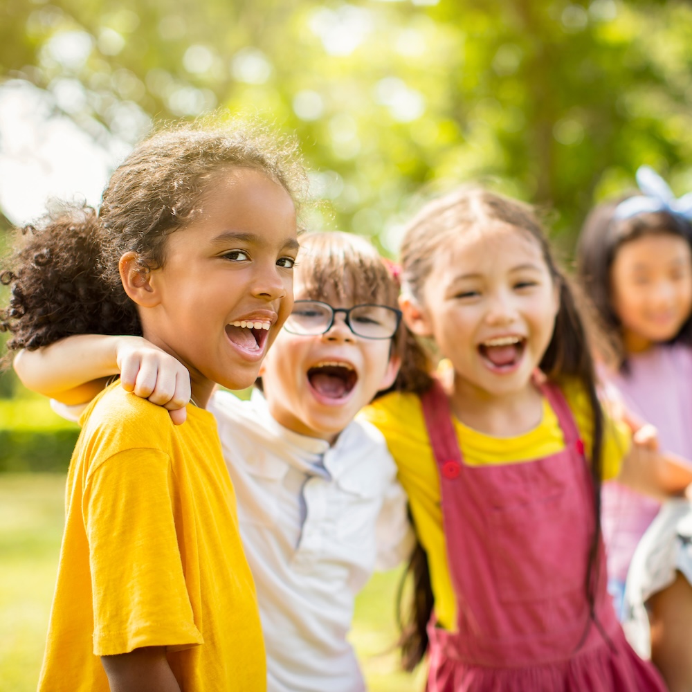 Children laughing and smiling